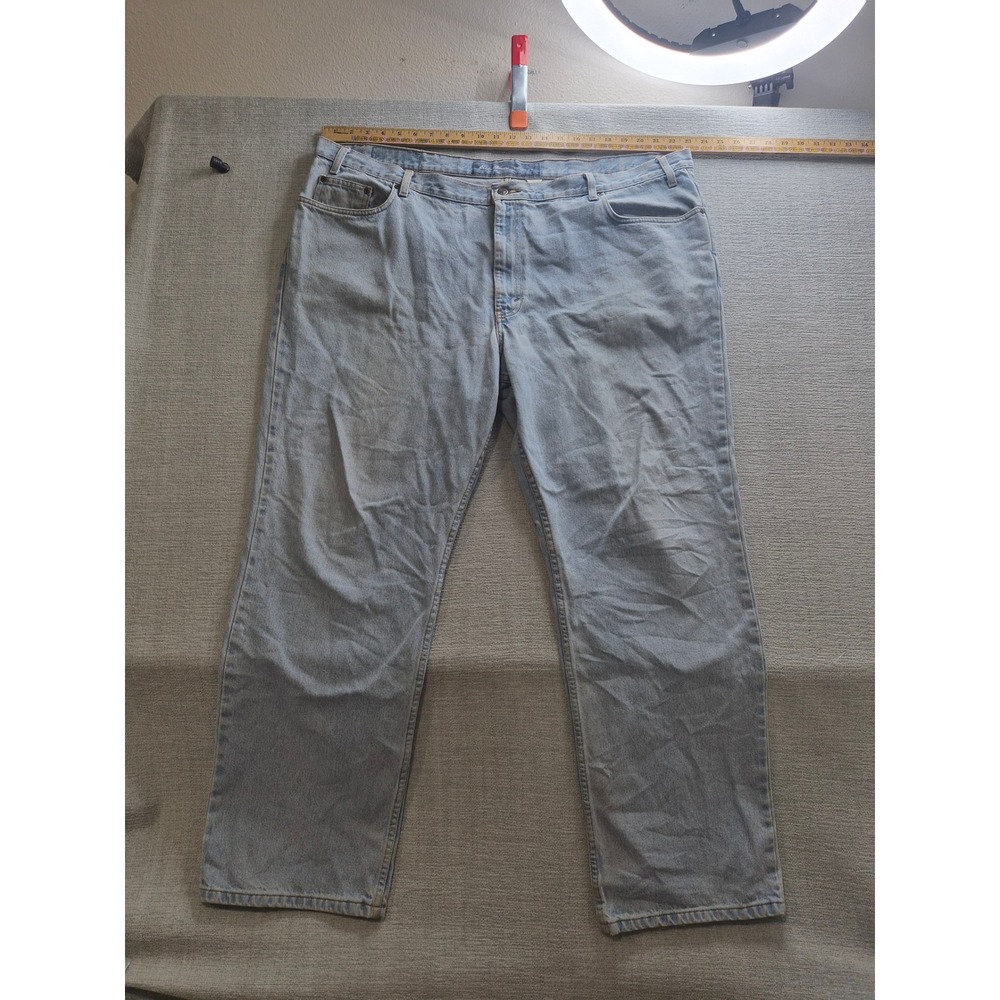 Eddie Bauer Straight Leg Jeans Men's 46x29.5 Blue Denim Distressed Loose Fit